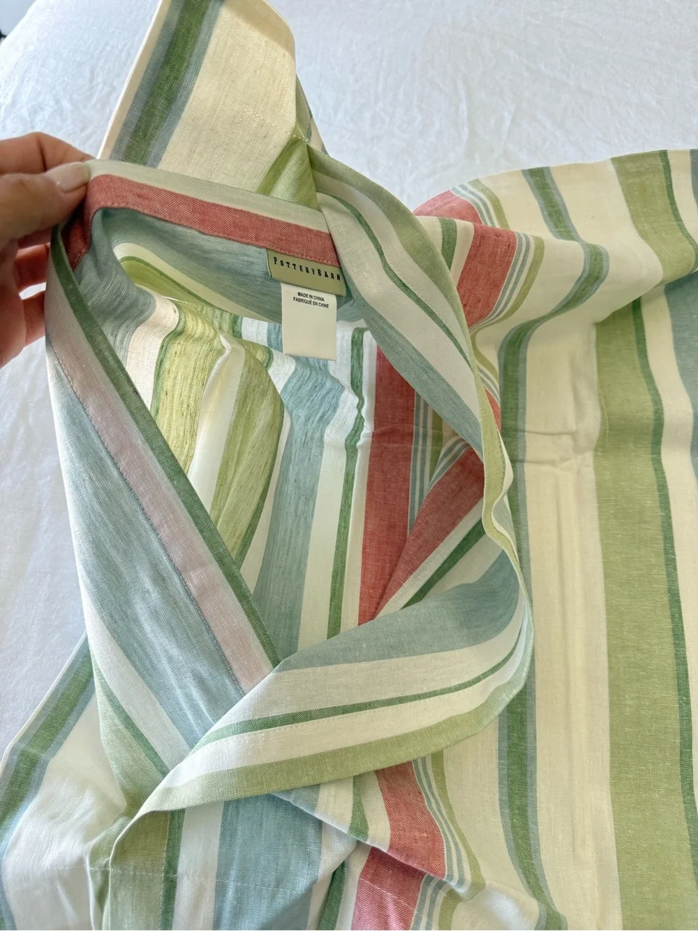 Pottery Barn | Set Of 2 Darien Striped Linen Blend Standard Pillow Shams NWT